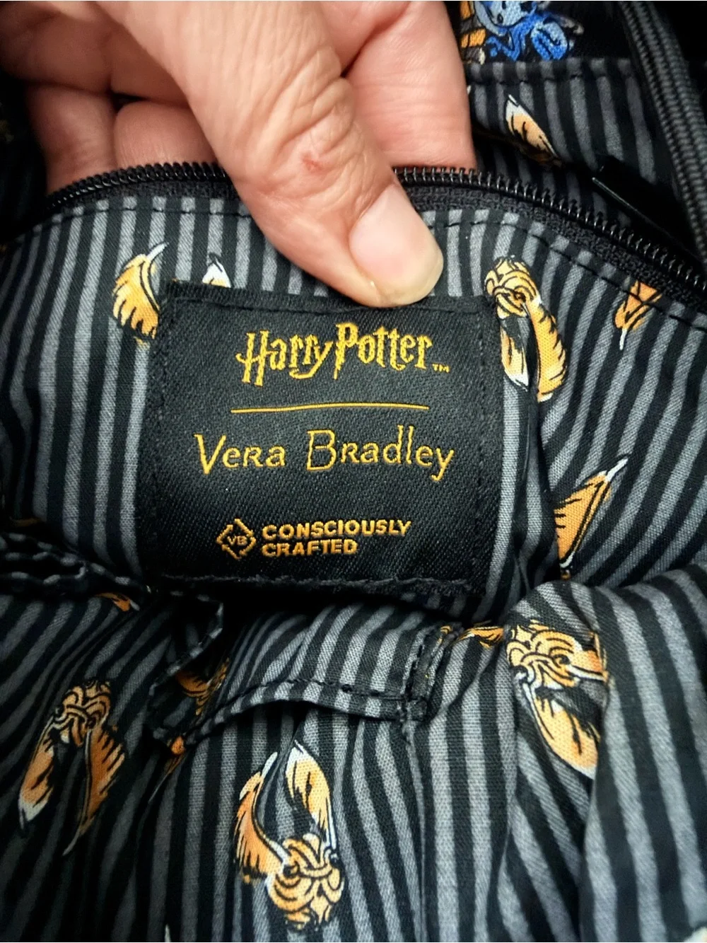 Vera Bradley Harry Potter Friends at Hogsworth Black Quilted Mini Backpack